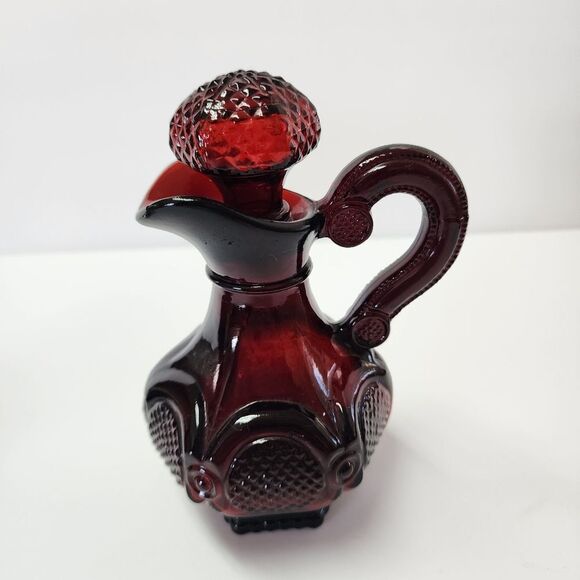 Vintage Avon Cape Cod Collection Ruby Red Set of 2 Cruets - Picture 2 of 11